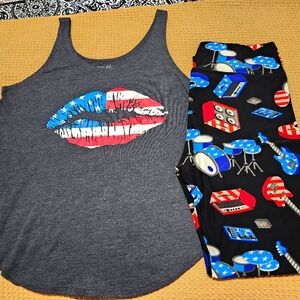 4th of July tank and tc leggings never worn